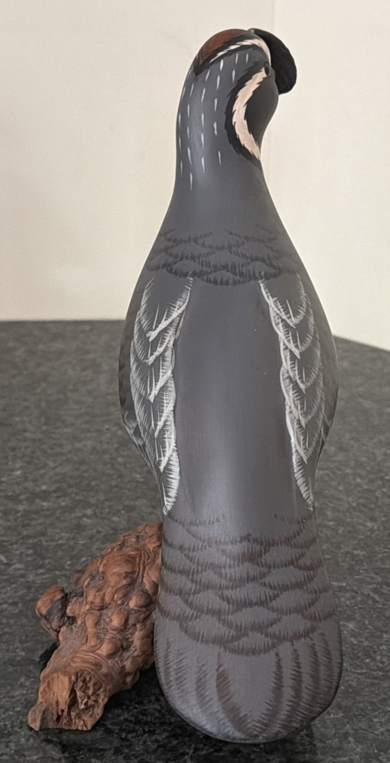 WESTERN QUAIL Hand Carved Painted Wooden Bird Signed Bill Schneck Ramsey NJ 1991