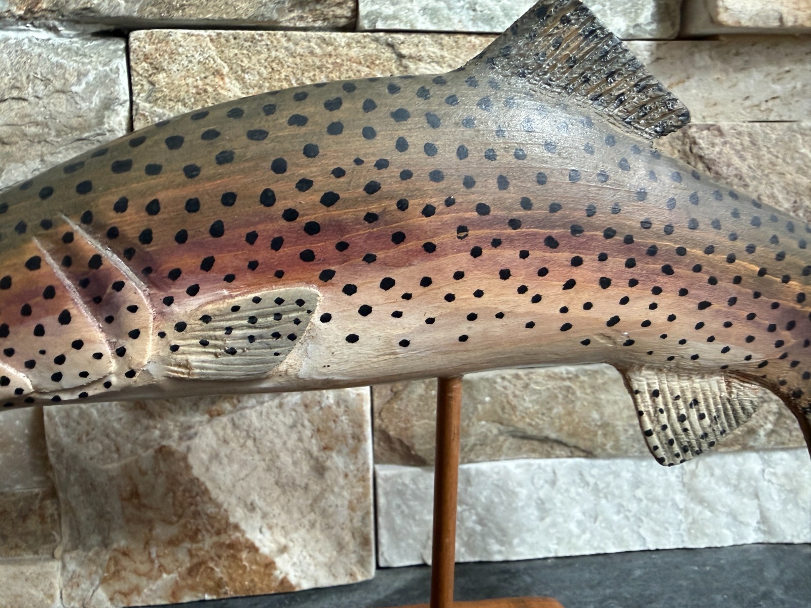 Signed Robert Alan White 1992 Hand Carved Wood Rainbow Trout