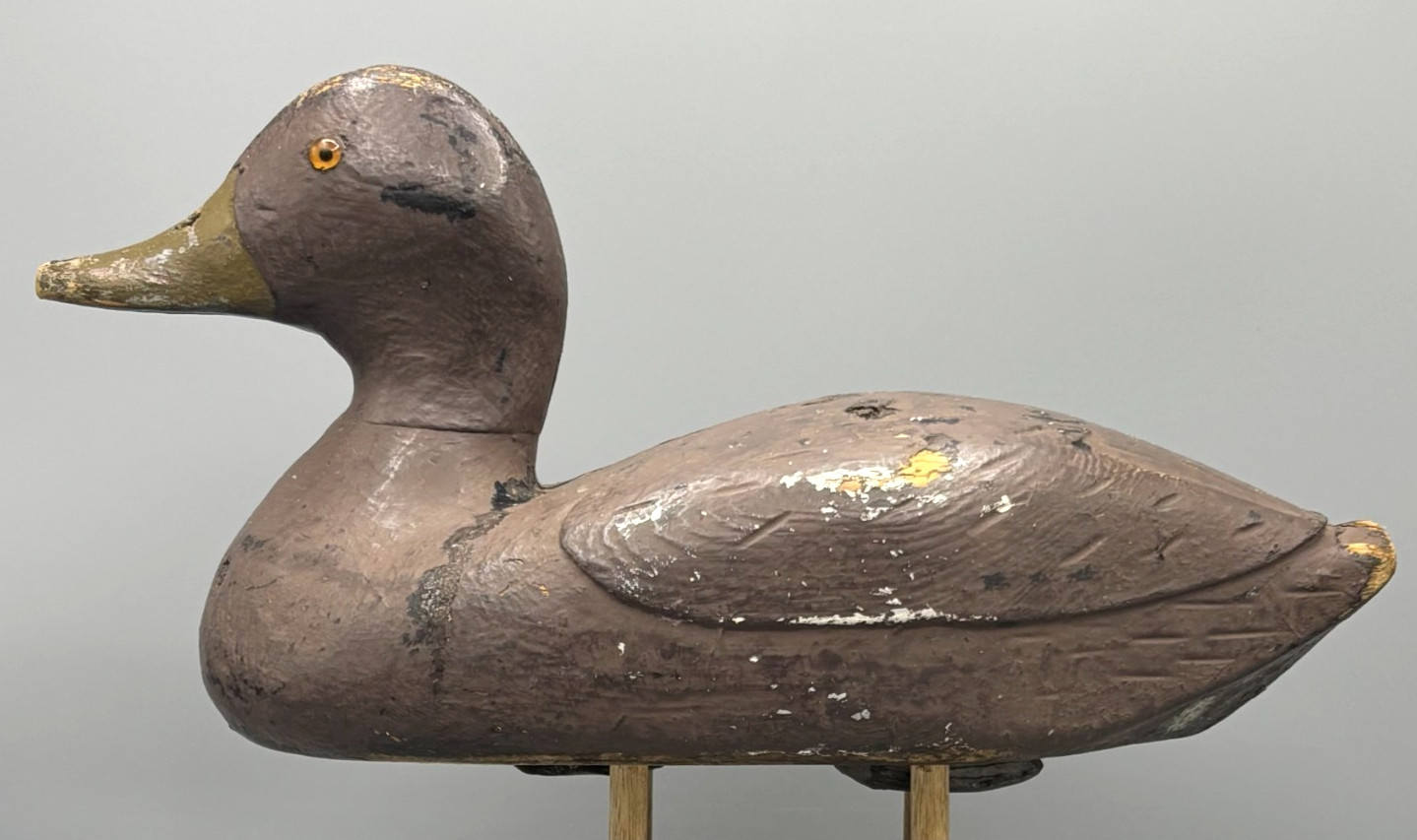 **UNUSUAL** QUEBEC VERTICAL SEAM BLACK DUCK ANTIQUE DECOY