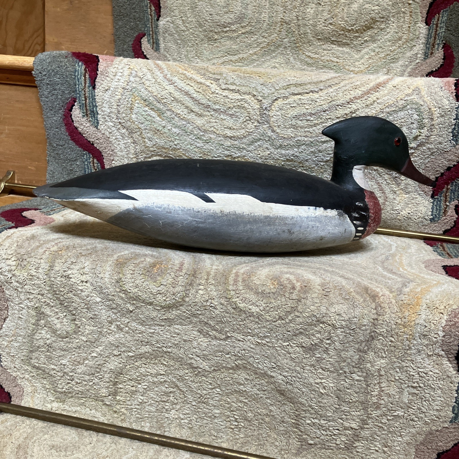 Vintage Duck Decoy Merganser Hurley Conklin New Jersey Folk Art Duck 17.5” Art