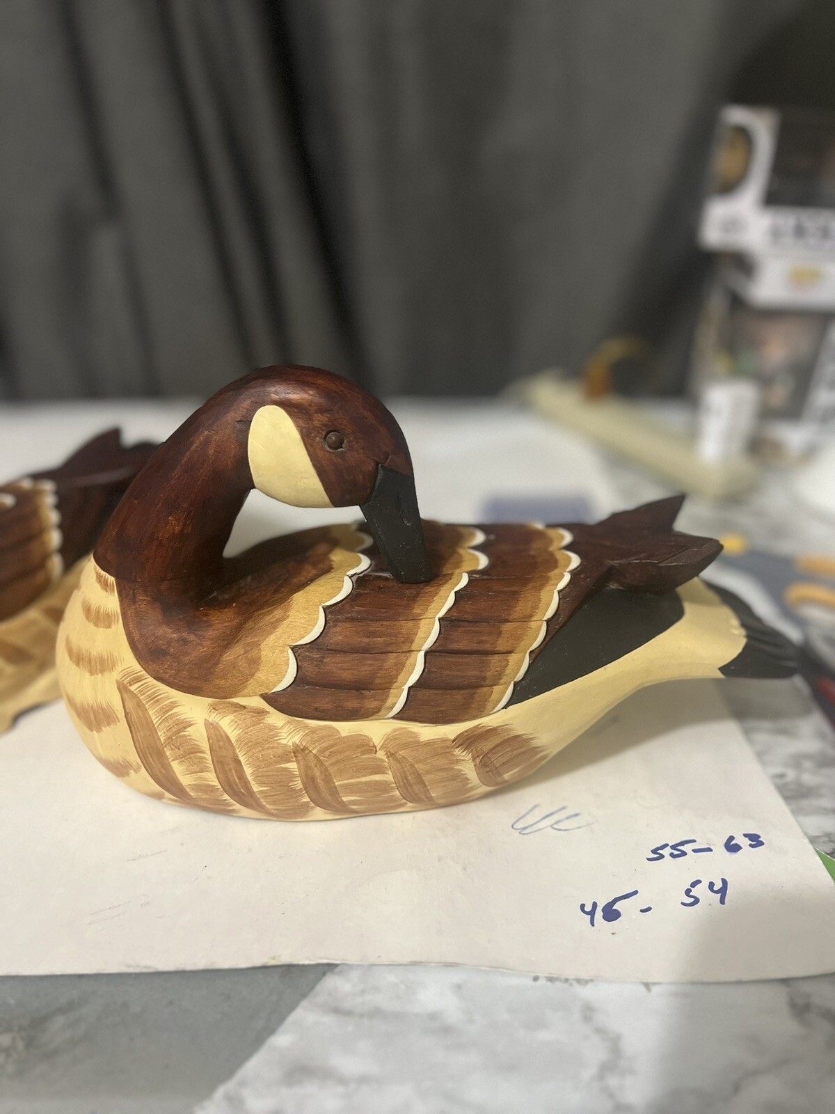 2 Vintage Hand Made Wooden Duck Figurine, 12″ Long