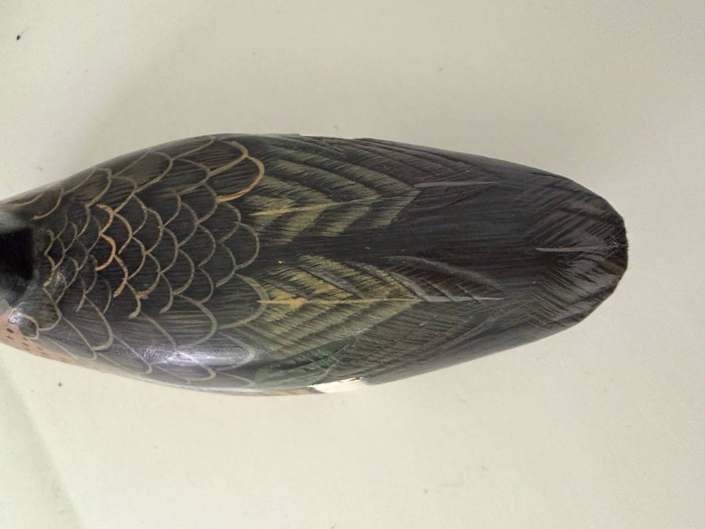 Vintage Hand Carved Wood Mallard Duck Decoy Hand Painted Folk Art Solid Body