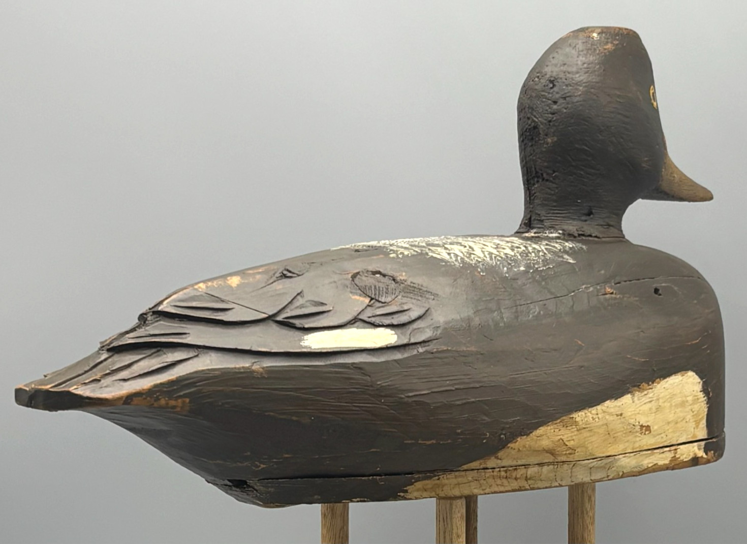 QUEBEC *ORIGINAL PAINT* BLUEBILL ANTIQUE DUCK DECOY ADELARD OUIMET (1900-1975)