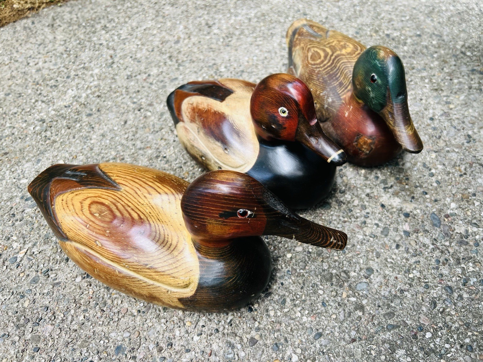 Vintage Tom Taber 1979 Carved Wood Decoy Duck Lot Of 3 Signed