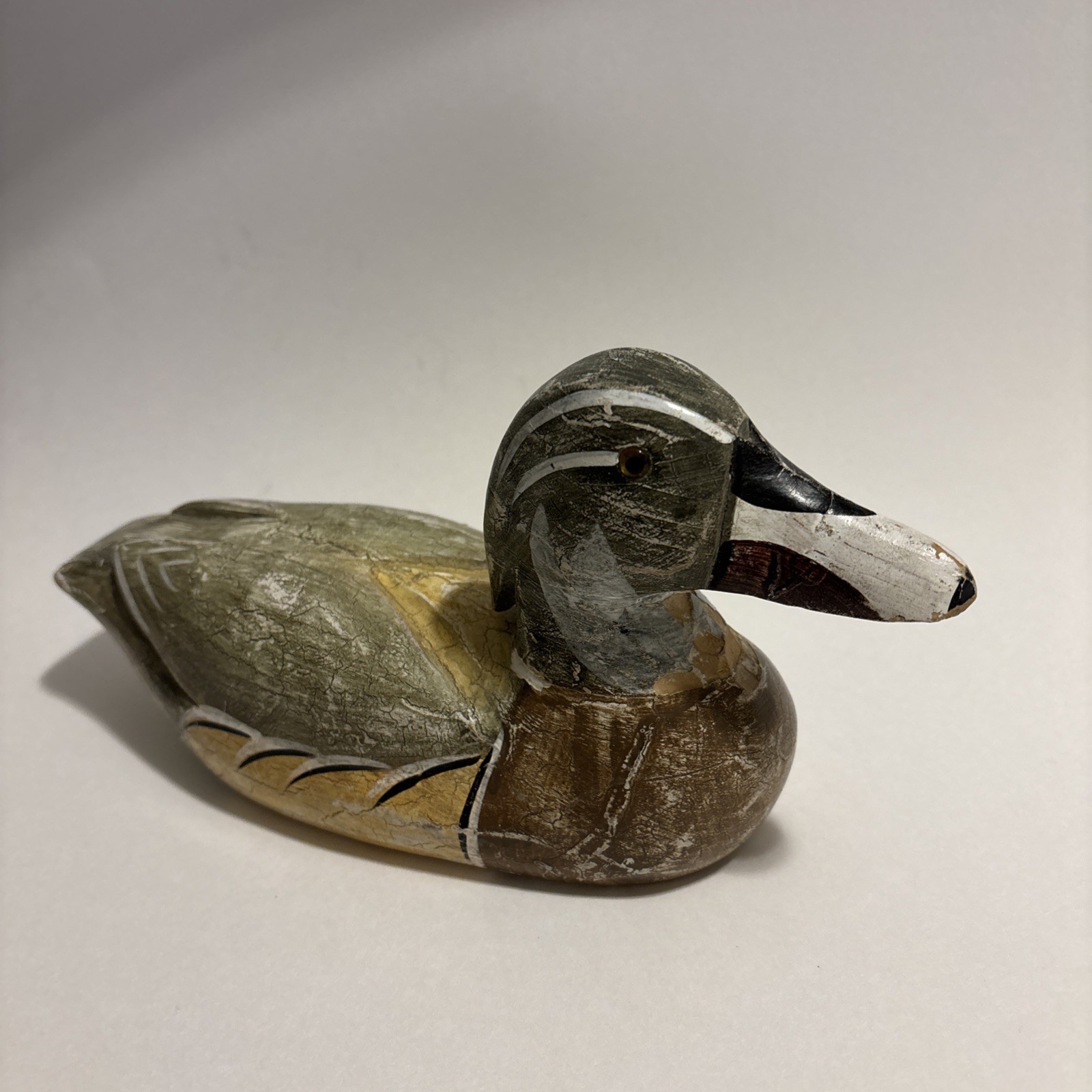 Vintage Hand Carved Widgeon Drake Duck Decoy Glass Eyes Unsigned