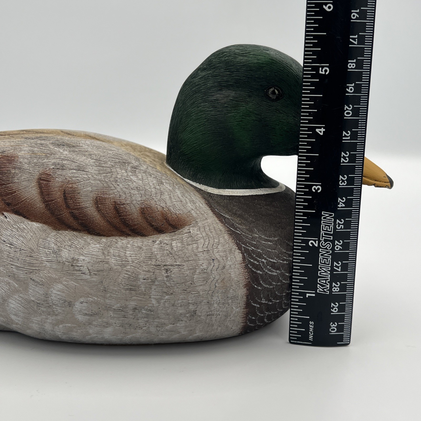 🦆 Signed Randy Tull Wood Carved Mallard Drake Duck Decoy 12″x5.5″x5.5″