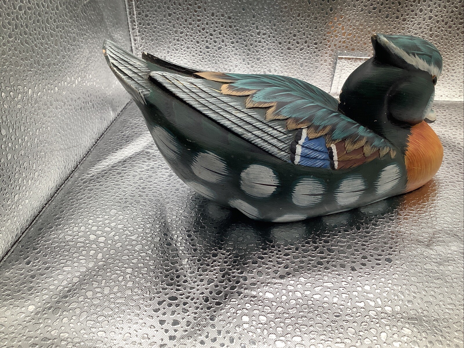 Vintage Solid Wood Carved Painted Drake Duck Decoy Made In The Republic Of China