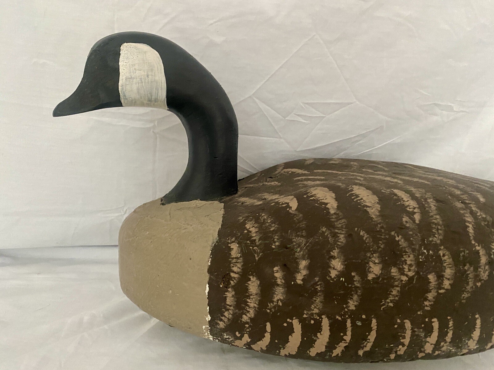 Vintage Corker Canada Goose Duck Decoy w/Wood Head, Weighted, Signed OM on Keel
