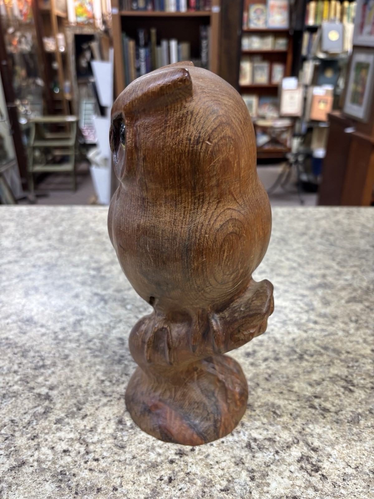 Vintage! RD LEWIS 1979 Wooden Owl Decoy 11″ tall.