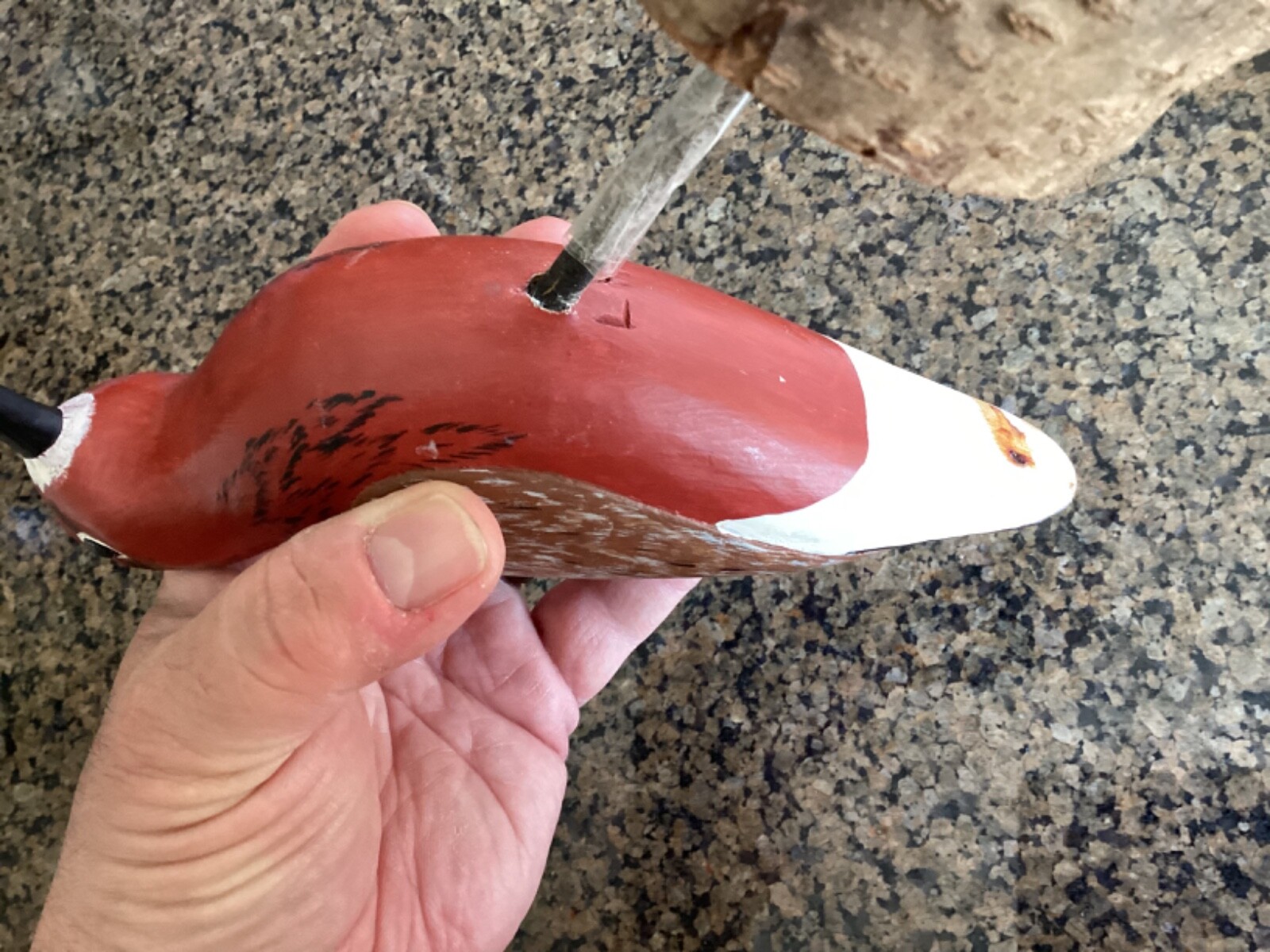 Lot of 2 Vintage Carved Wood Duck Decoy & Shore Bird Signed Dick Jessen & LH