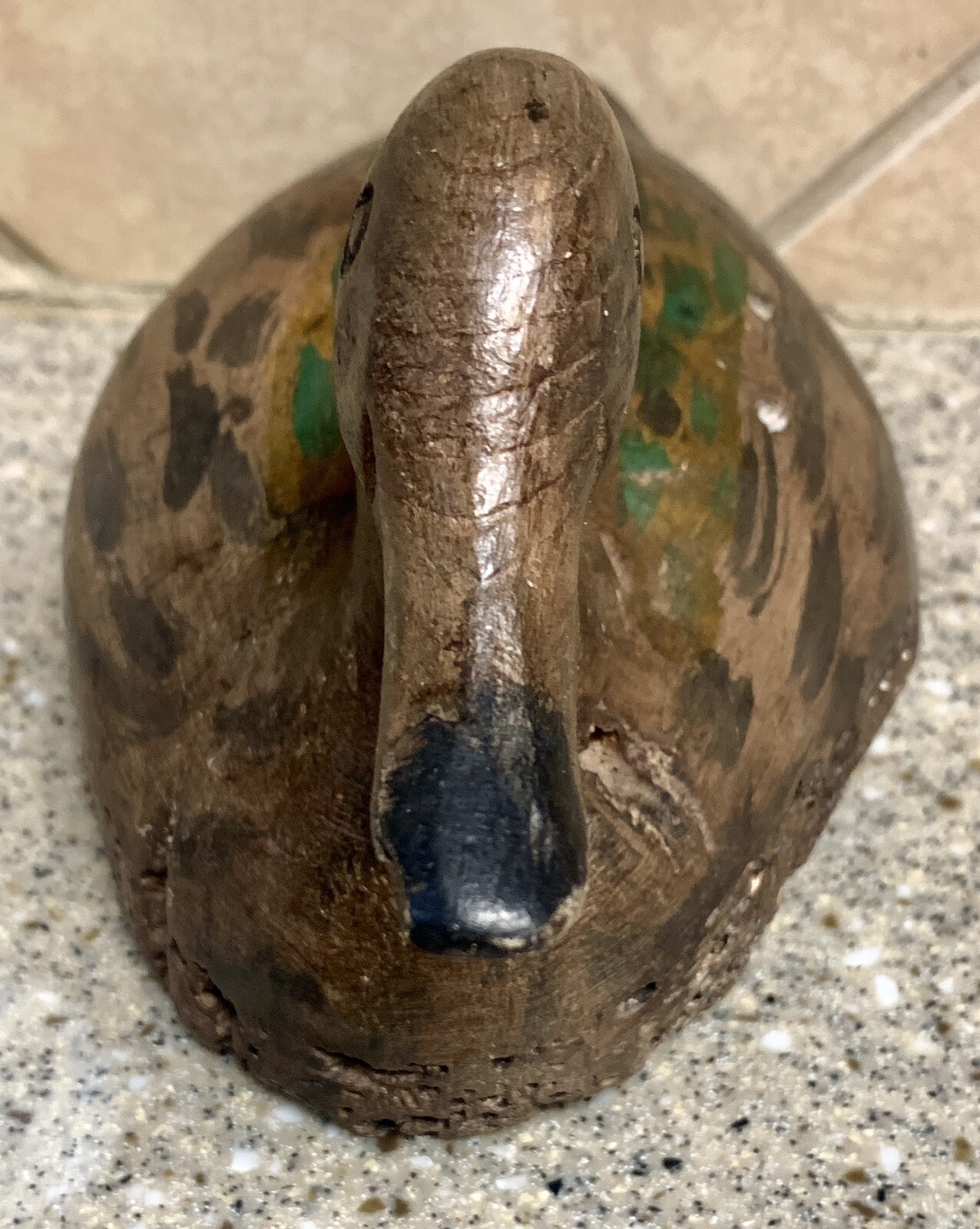 Antique Hand Carved Hand Painted Wood Duck Decoy 11” x 5” x 6” Folk Art