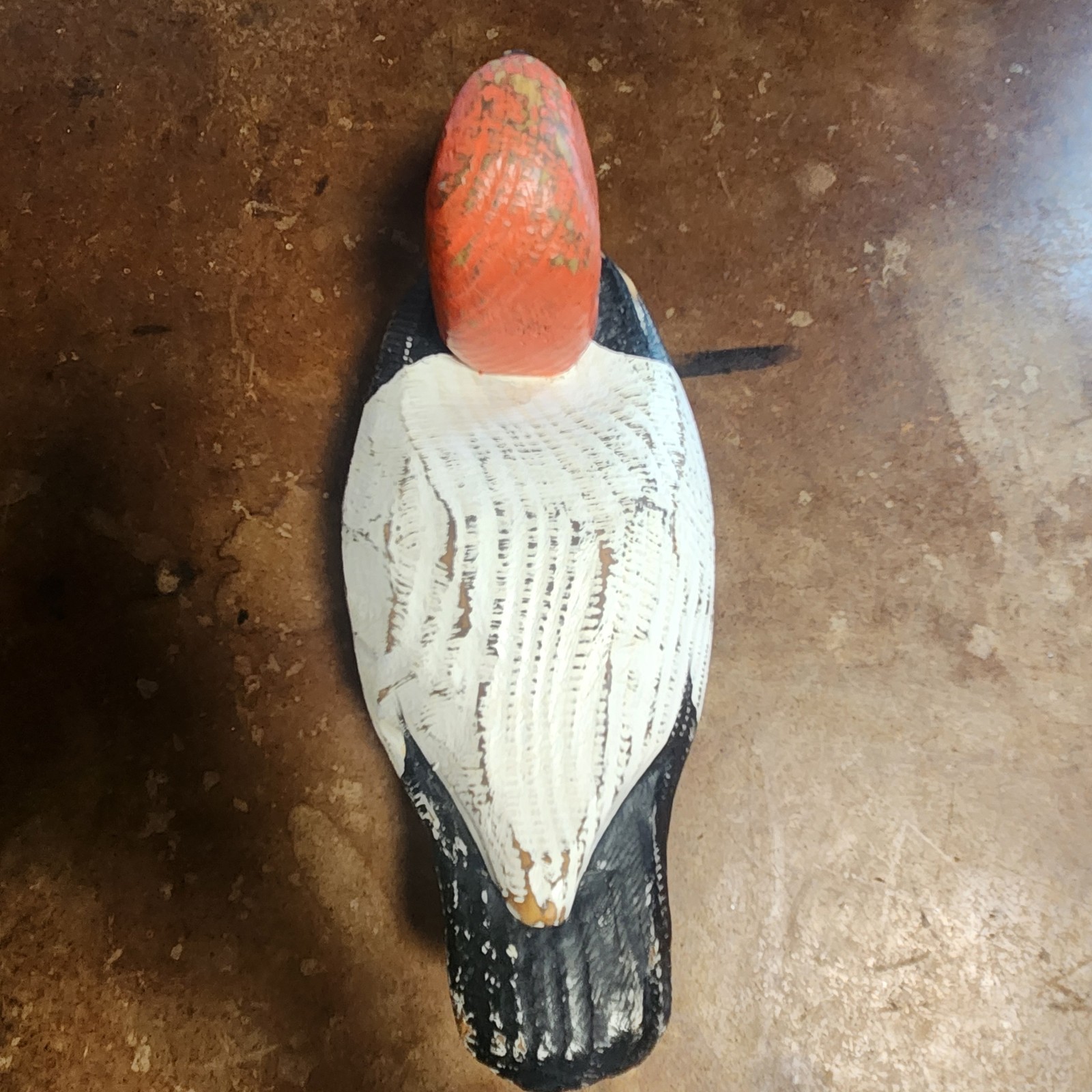 Vintage Red Head Wood Duck Decoy Solid Body Hand Carved Painted Rustic 11″ Rare