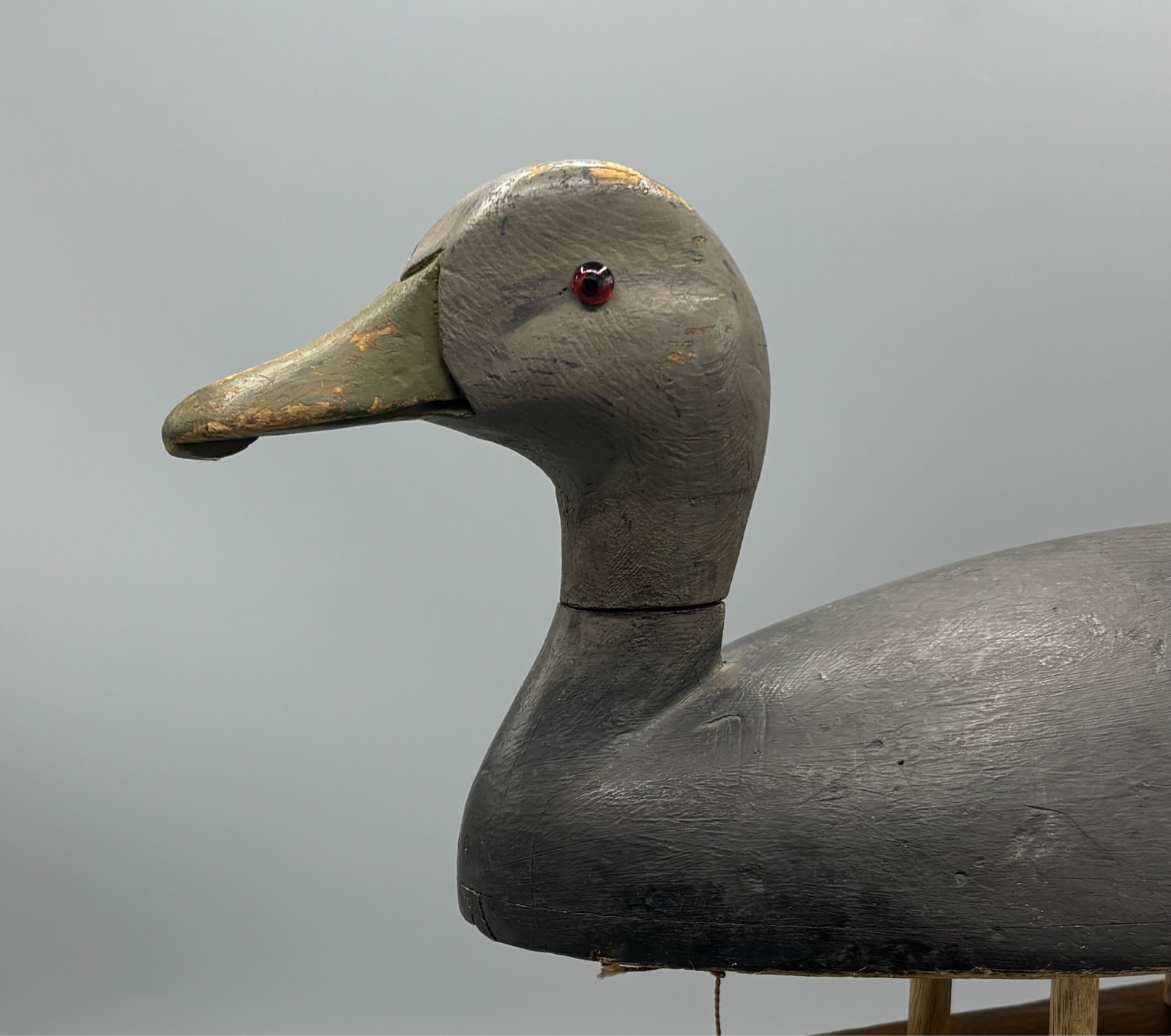 **ORIGINAL PAINT** KINGSTON ONTARIO(?) BLACK DUCK ANTIQUE DECOY “EGGSHELL THIN”