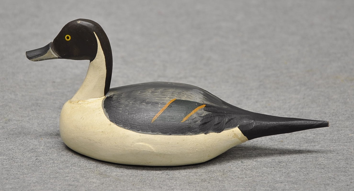 MINI CAPT. JESS URIE PINTAIL duck decoy, ORIGINAL PAINT PAINTED EYES SIGNED