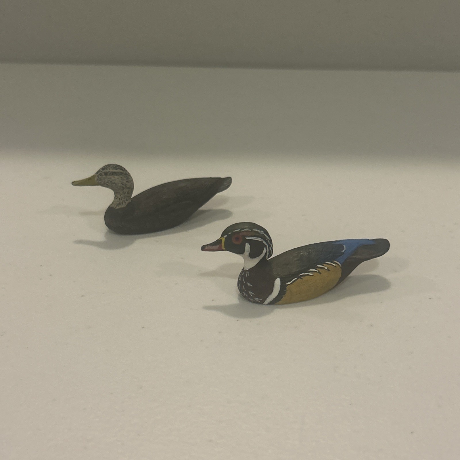 1970s Bill Callahan Signed Hand Painted Mini Pewter Mandarin Duck Decoy Pair (2)
