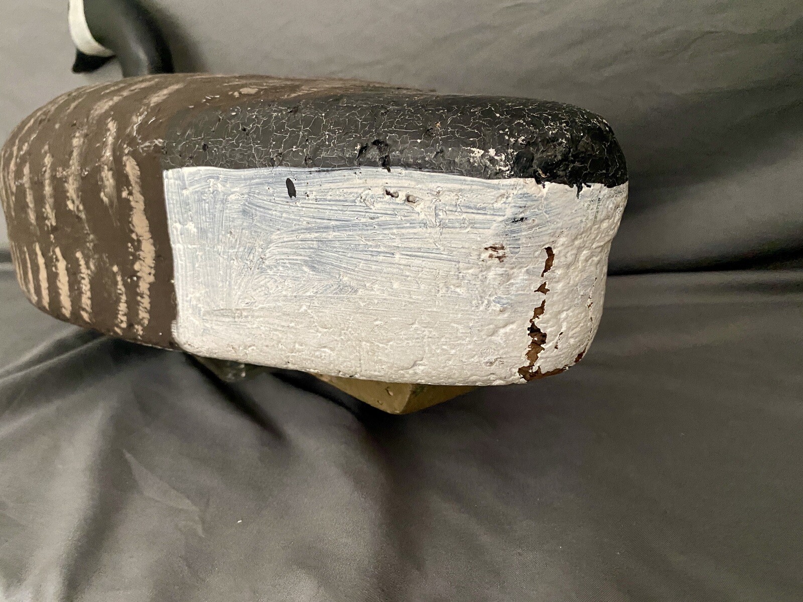 Vintage Corker Canada Goose Duck Decoy w/Wood Head, Weighted, Signed OM on Keel