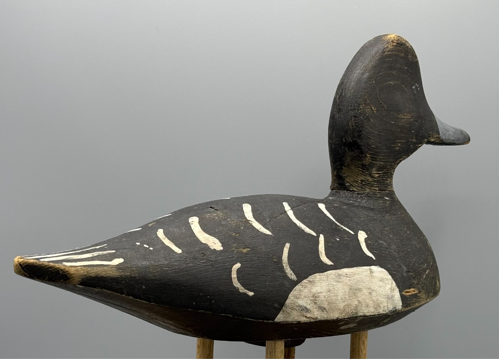 GANANOQUE, ONTARIO ***ORIGINAL PAINT*** BLUEBILL DRAKE ANTIQUE WOODEN DUCK DECOY