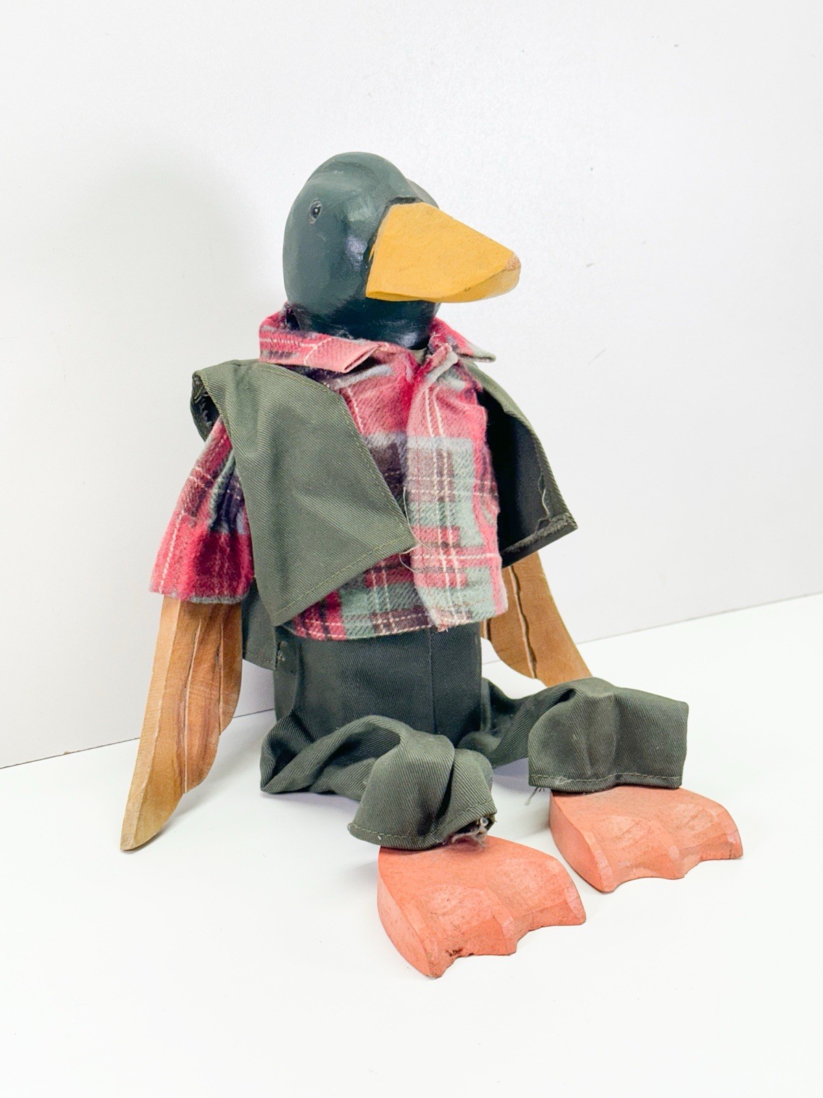 Primitive Vintage Hand Carved Duck Decoy Head Shelf Sitter Doll Hand Made