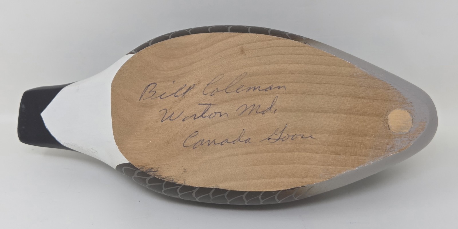 Hand-Carved 6.5″ Canada Goose Decoy – Signed Bill Coleman – Worton MD – Folk Art