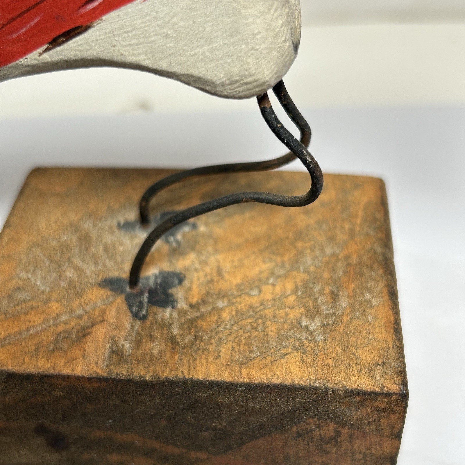 Signed bird duck decoy vintage wood hand carved & painted on stand Display 1985