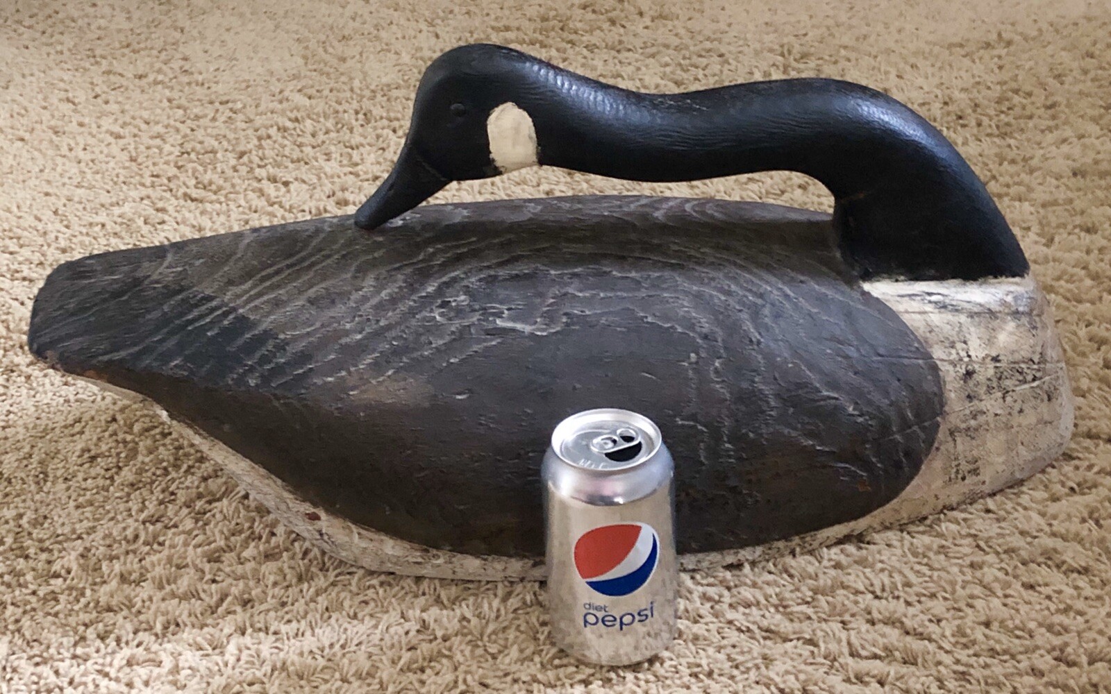 Antique Hand Made Carved Wood Large Canadian Duck Decoy Art Sculpture Figure