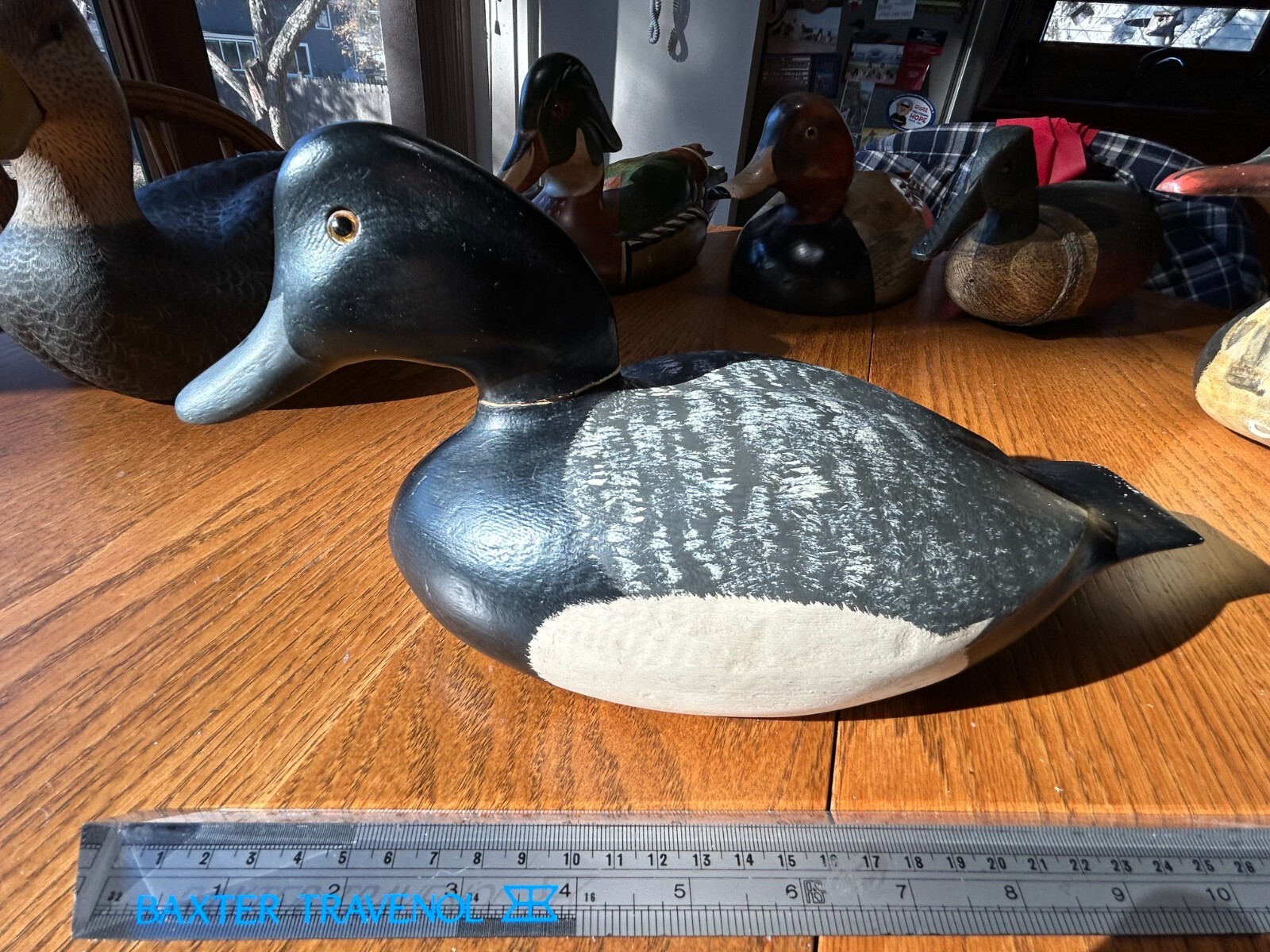 Excellent Condition Jim Wetzel 1977 Wood Wooden Duck Decoy Folk Art Glass Eyes