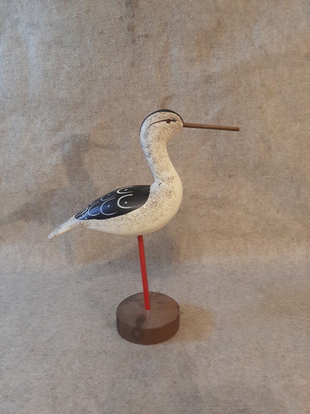 Carved Wood Shorebird Decoy Sandpiper Wooden Folk Art Waterfowl Bird unsigned