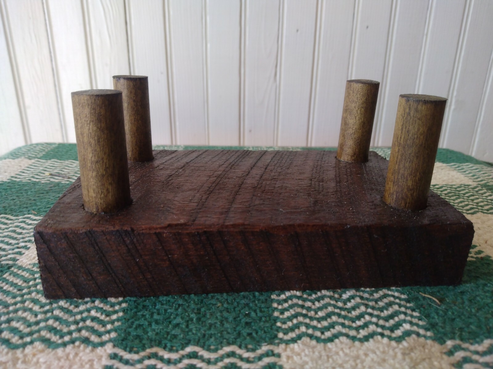 2 Wood Hand Made Duck Decoy Stands Dark Colored Stain