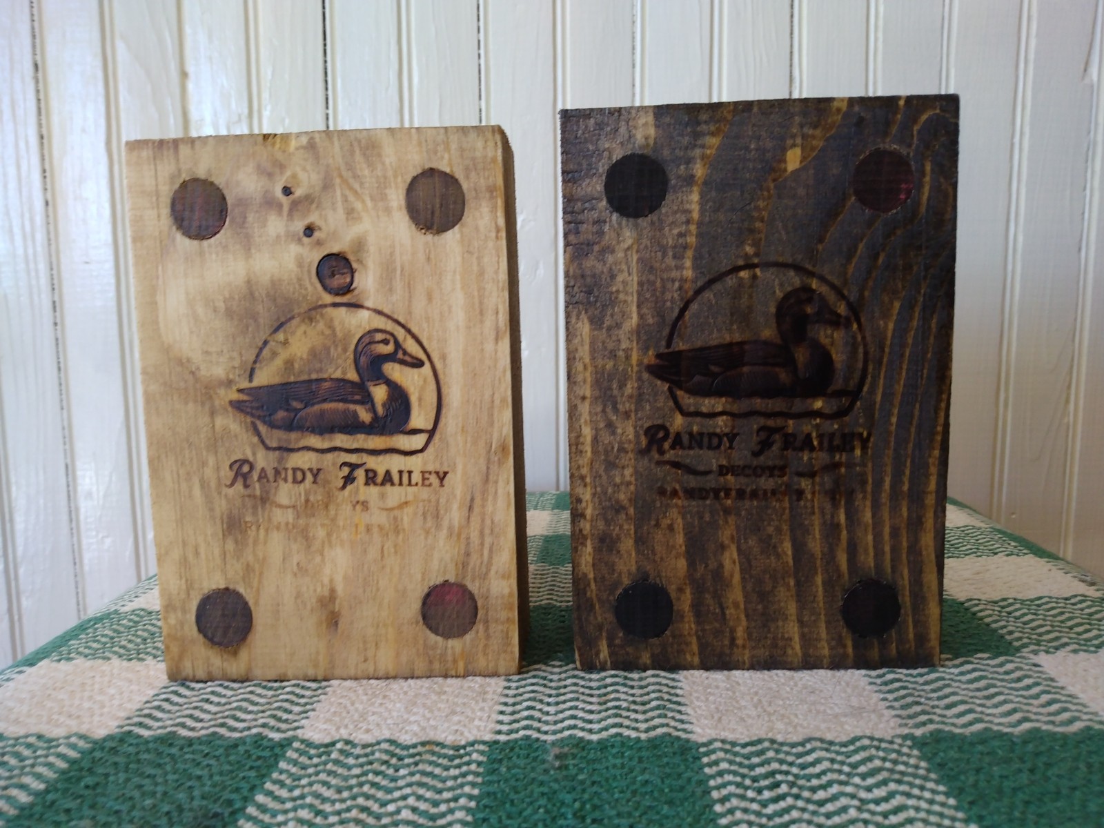2 Large Rough cut Wood Hand Made Duck Decoy Stands