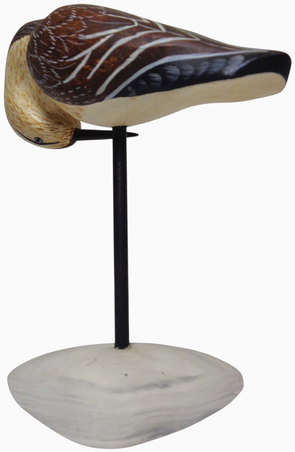 A HUTCH DECOYS ORIG, MD SIGNED HND PNTD/CRVD CURLEW SHOREBIRD DECOY W/GLASS EYES