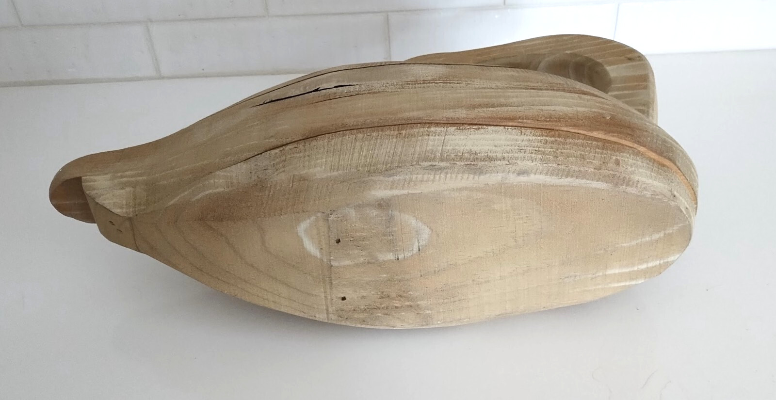 Vintage Carved White Pine Swan Decoy Farmhouse Decor Rustic Primitive Posable