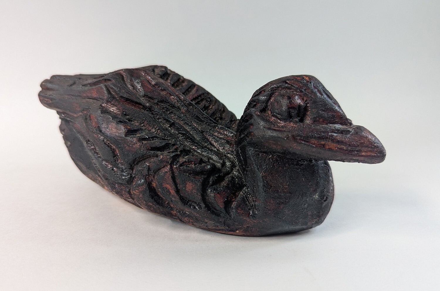 Wood Duck Bird Hand Carved Vintage Folk Art Wood Carving 8″ x 4″