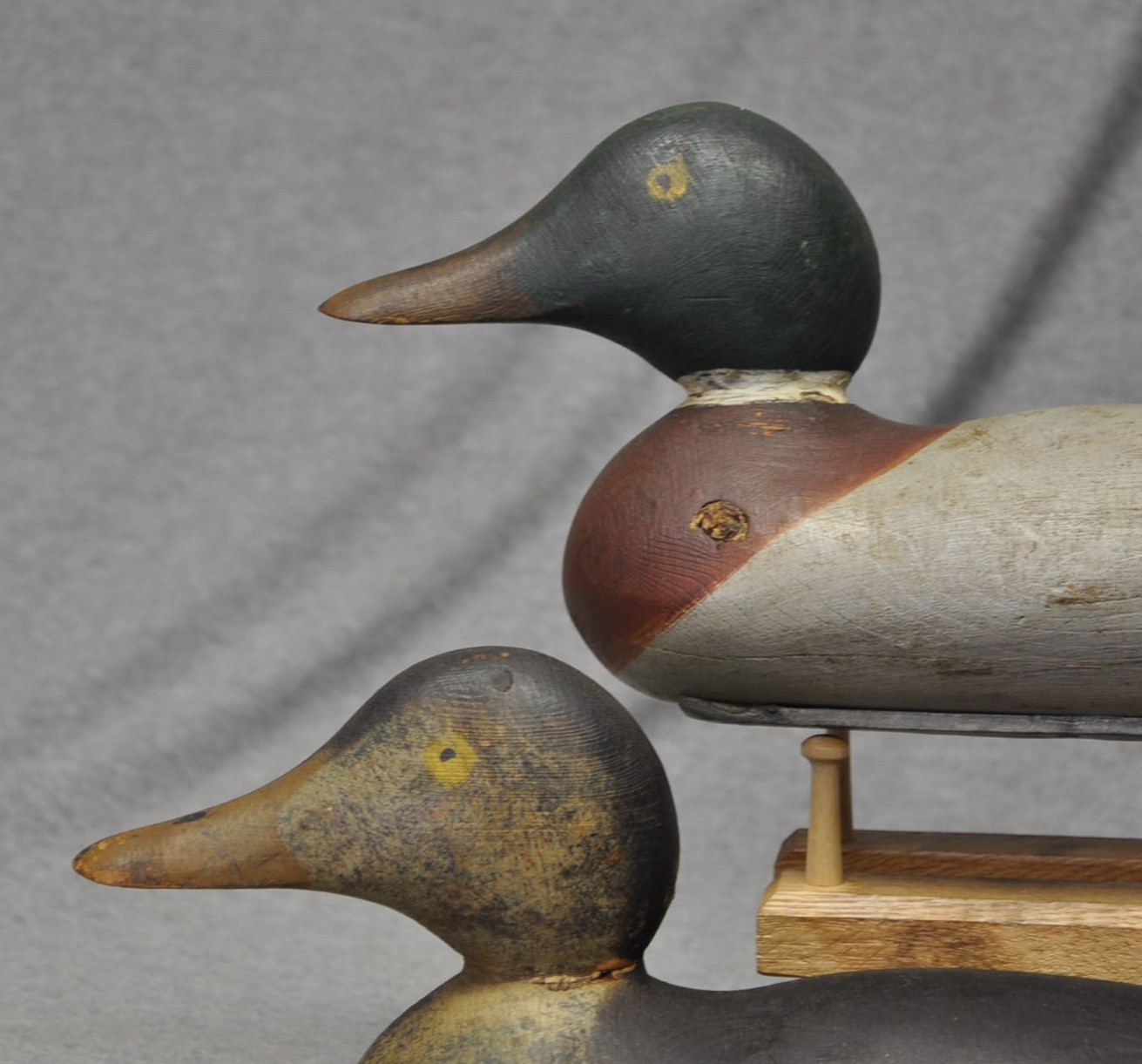 RARE EXCELLENT MASON PAINTED EYE MALLARD DUCK DECOYS ORIG PAINT/ NECK FILLER