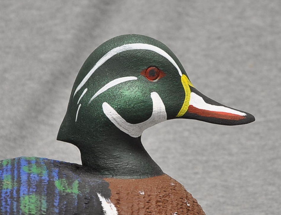 East Coast style WOOD DUCK drake duck decoy CARVED PAINTED EYES WMW “X”