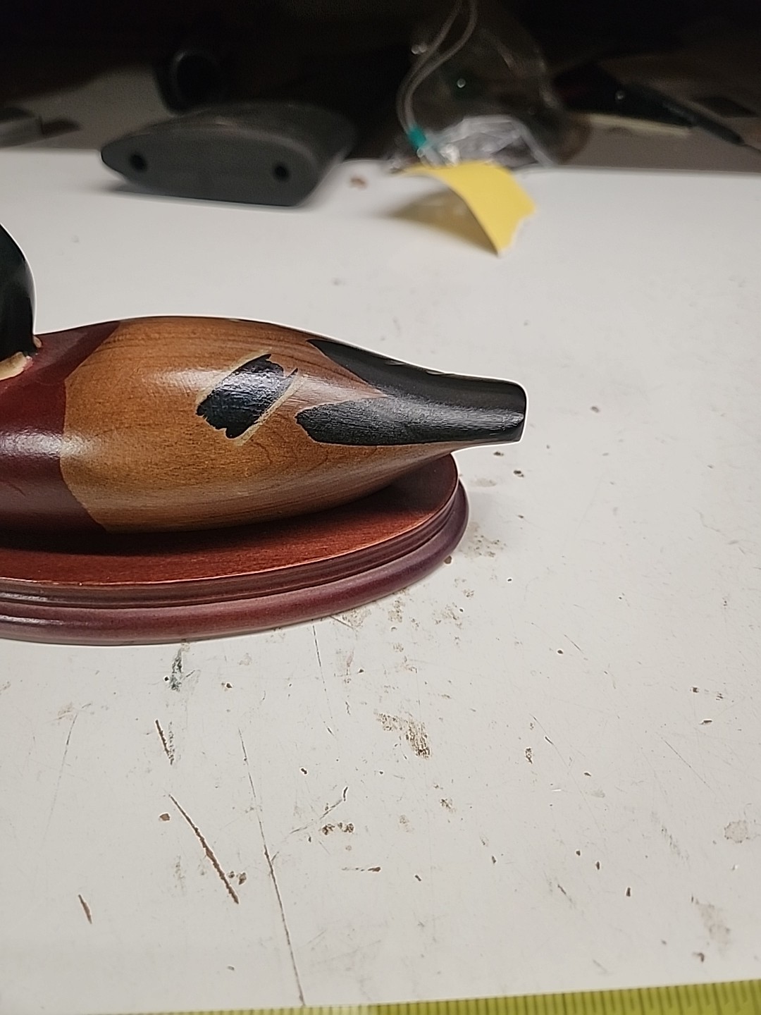 Vintage Mallard Duck Decoy Ron Fisher Glass Eyes Solid Body 1982 9” Autographed