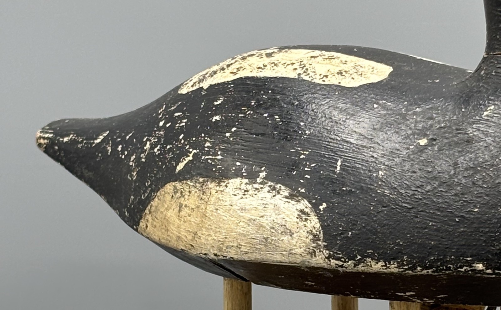 *ORIGINAL PAINT*GANANOQUE, ONT BLUEBILL DRAKE ANTIQUE DUCK DECOY *BILL HUNT (?)*