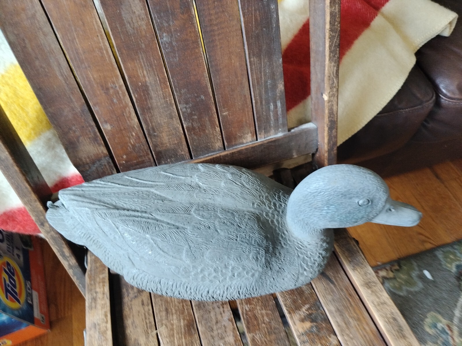 Vintage Mallard Gray Duck Decoy Plastic Hollow Drake Sport Plast Italy 17″