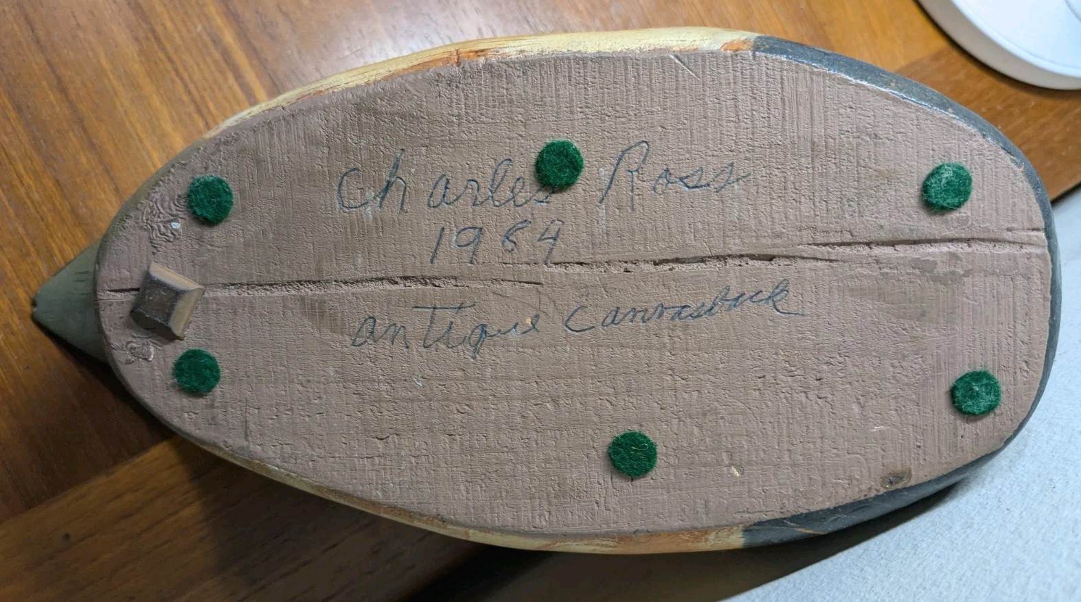 Vtg Hand Carved Charles Ross Signed Solid body Decorative Canvasback Decoy 1984