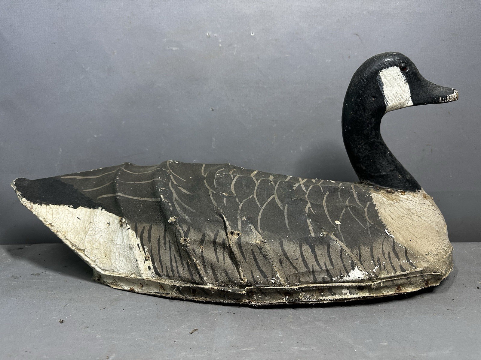 1940’s Vintage CURRITUCK NC Old CANADIAN GOOSE Canvas On Wire FRANK CARTER DECOY