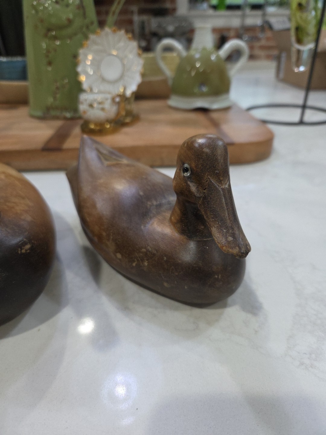 Set of 3 Vintage Hand Carved Solid Wood Wooden Mallard Duck Family Home Decor