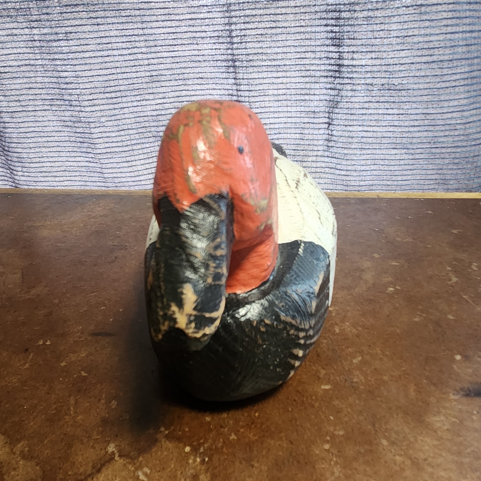 Vintage Red Head Wood Duck Decoy Solid Body Hand Carved Painted Rustic 11″ Rare