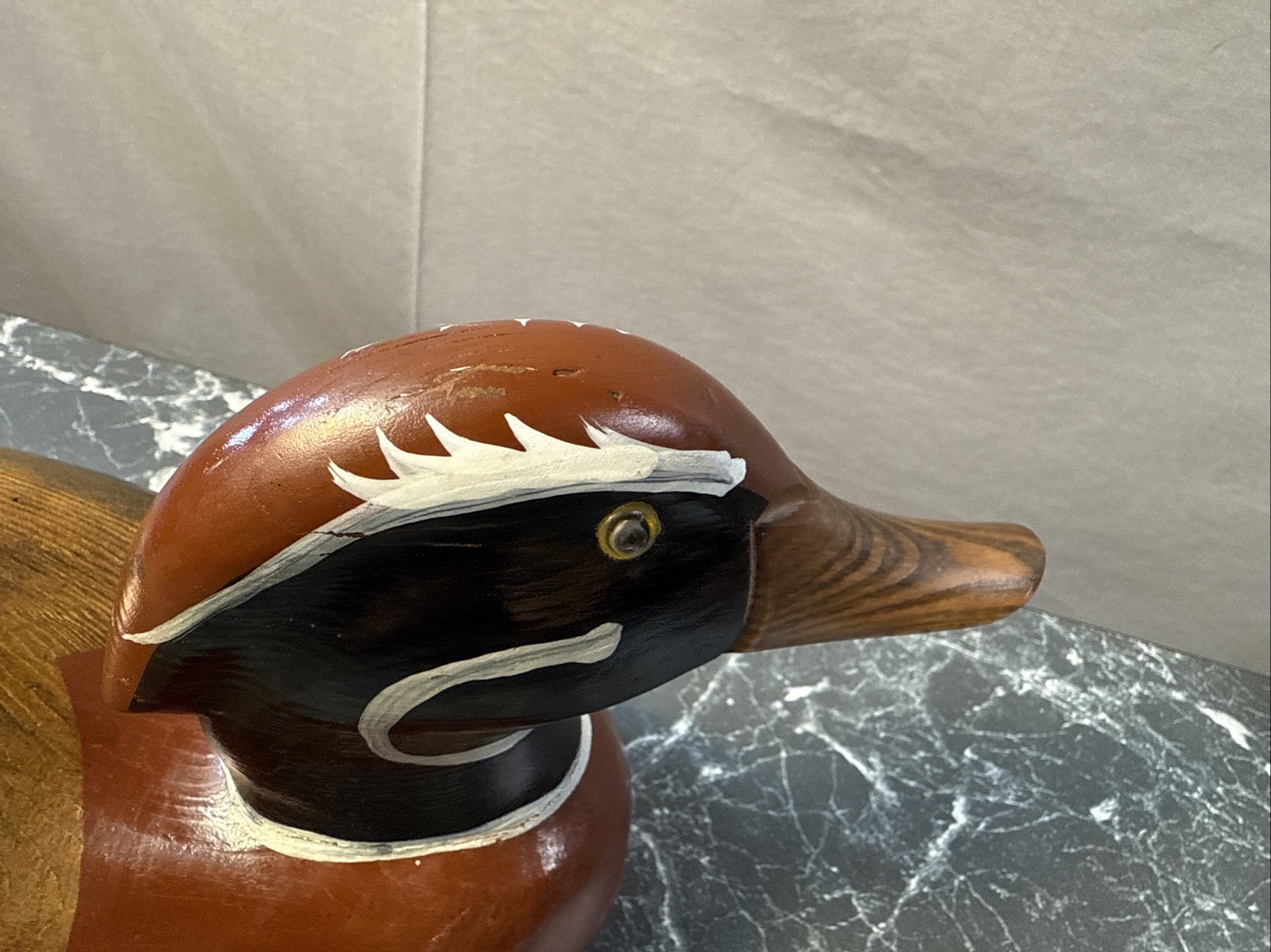 Vintage Wood Duck HANDCRAFTED SOLID WOOD COLLECTIBLE / Beautiful