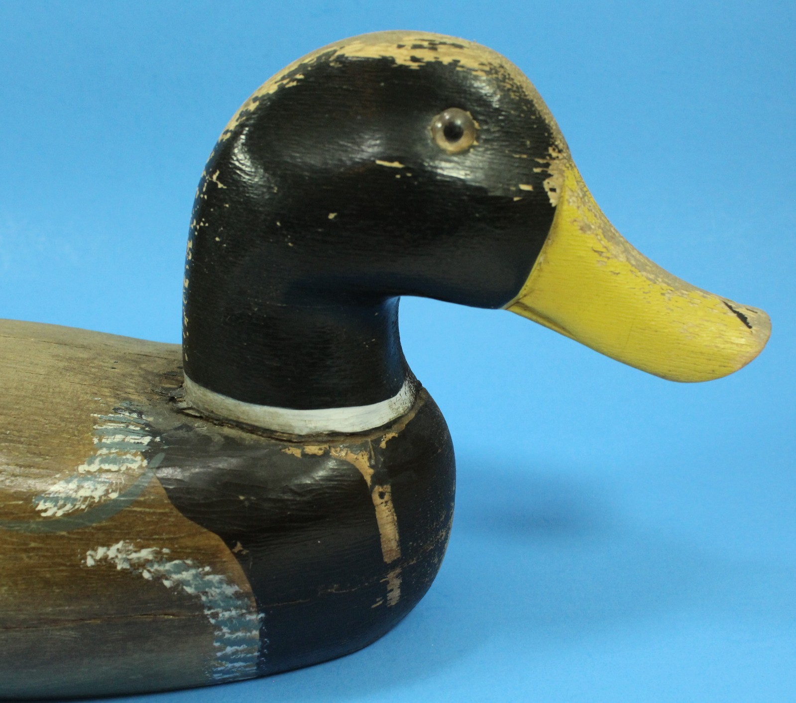 Vintage Hand-Carved Mallard Duck Decoy Hand Painted One side. Old One