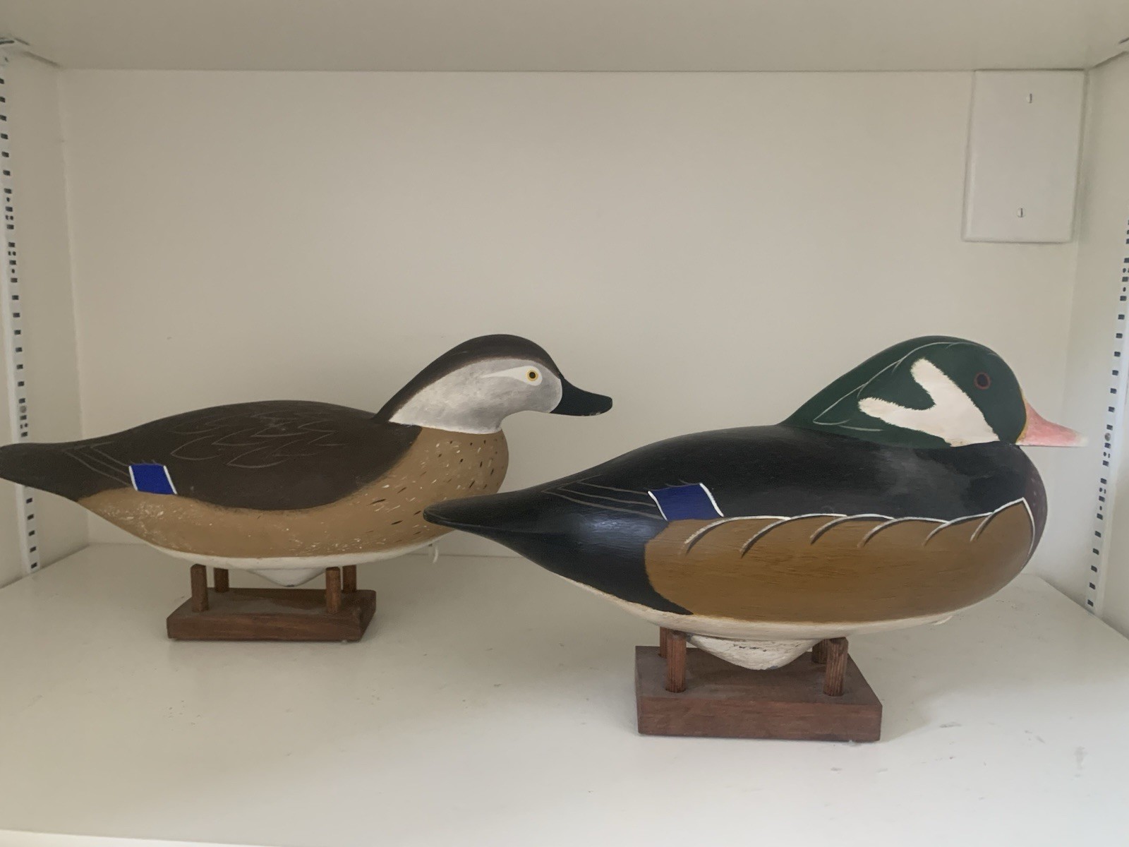 Pair Wood Duck Drake Hen Eastern Shore Maryland Decoys Dick Linda Robinson 2000