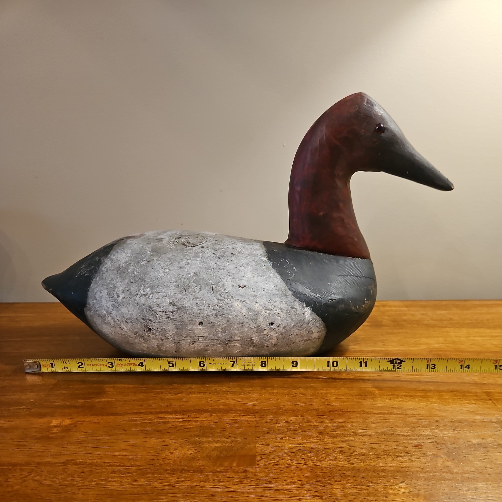 Retired CANVASBACK DUCK DECOY High Neck Solid Wood Glass Eyes stand not included
