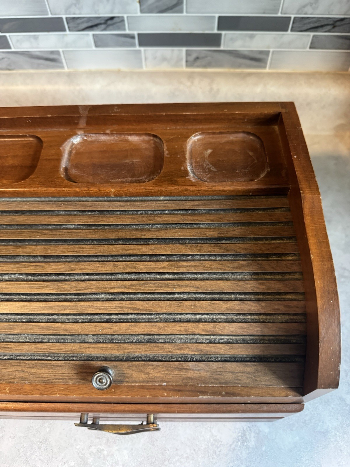 Vintage Wooden With Red Velvet 11” Long and 7.5” Tall! Needs Cleaning!