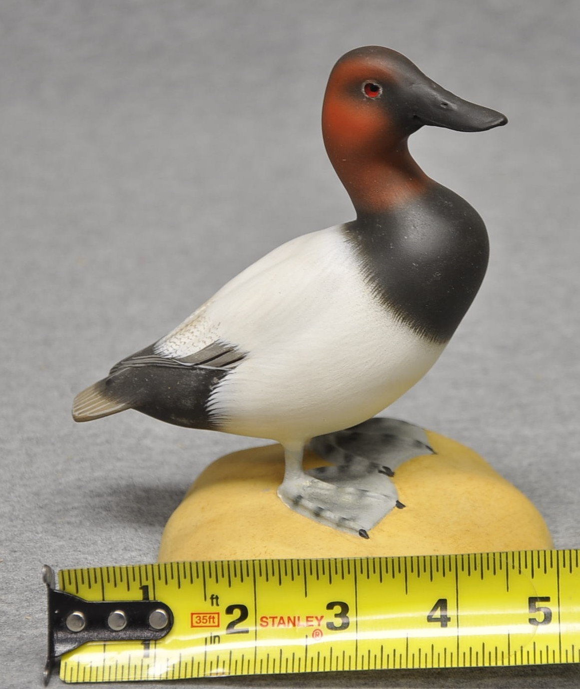 OUTSTANDING VINTAGE TOMMMY RODGERS MINI CANVASBACK DUCK DECOY BRANDED OP SIGNED