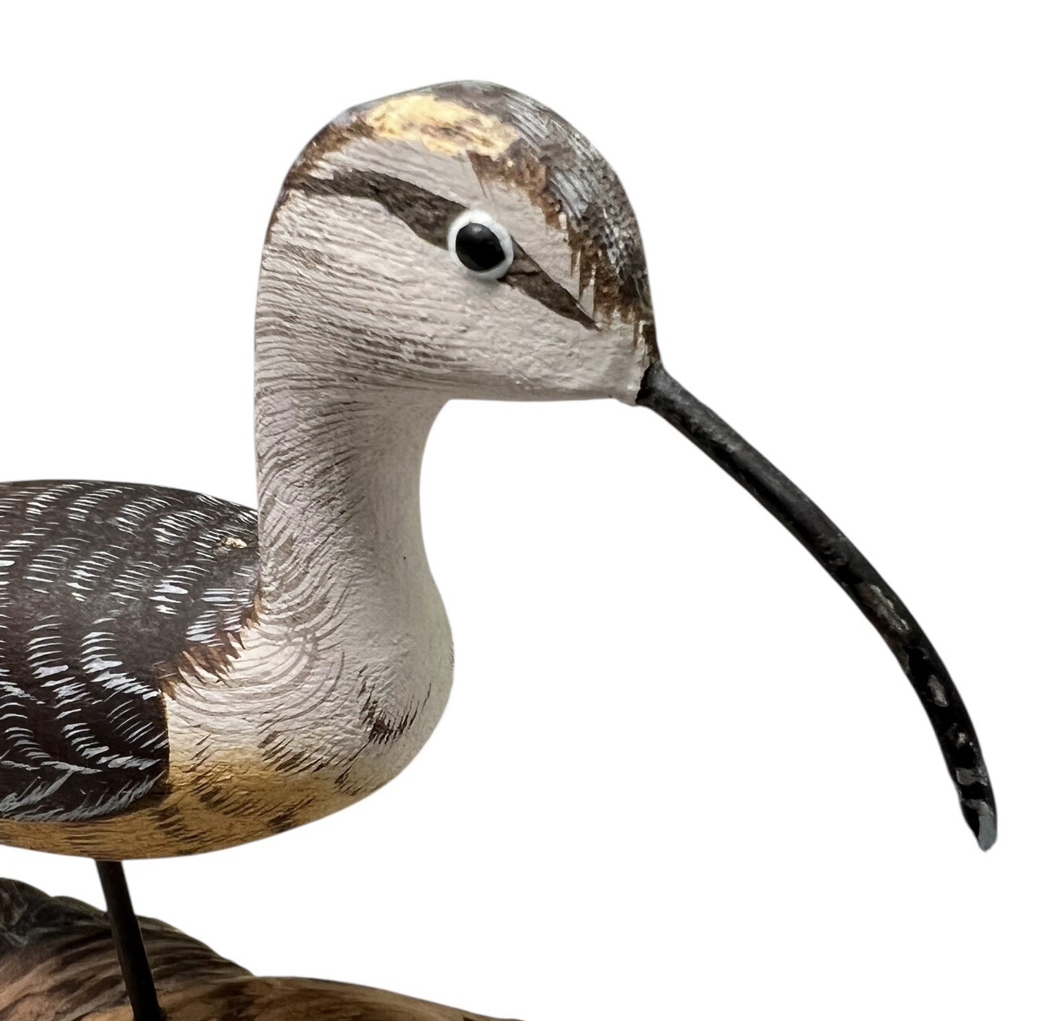 Signed C Waterfield & Son Long Billed Curlew shorebird Decoy Metal Leg 1990 READ