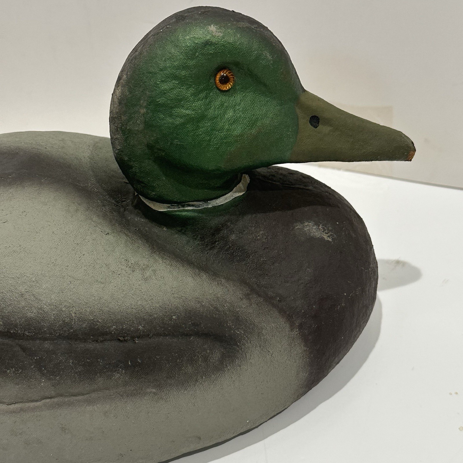 Vtg. Carry-Lite Duck Decoy Mallard Male Paper Mache Hunting Lodge Decor 1939-69