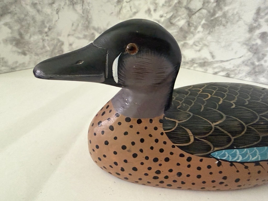 Vintage Hand Carved Wood Mallard Duck Decoy Hand Painted Folk Art Solid Body